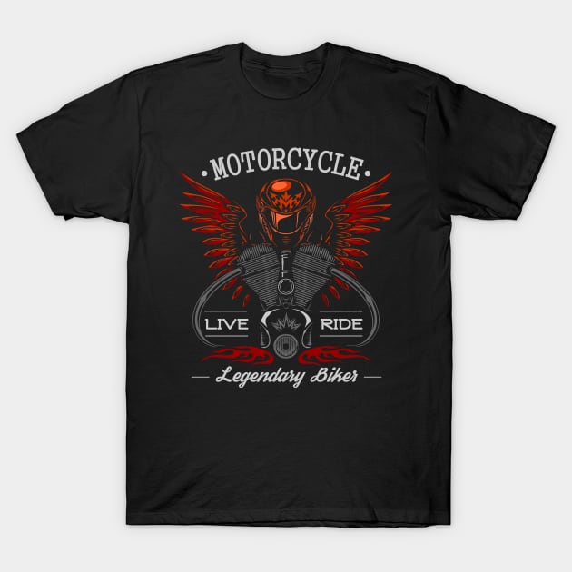 Motorcycle Rider Legendary Biker T-Shirt by RadStar